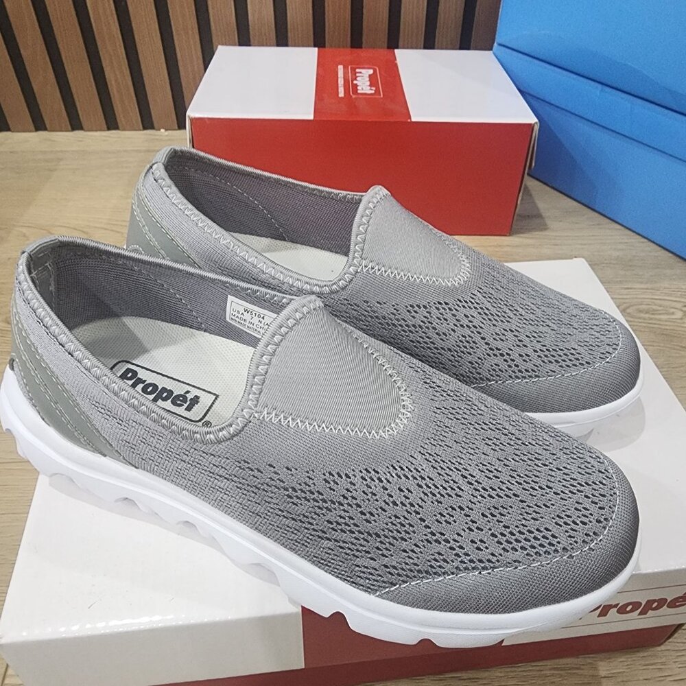 Propét Womens Travelactiv Slip-On Shoes (AA) Silver Lightweight & Mesh